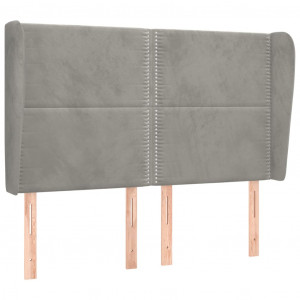 Cabeceira de cama c/ abas veludo 147x23x118/128cm cinza-claro H