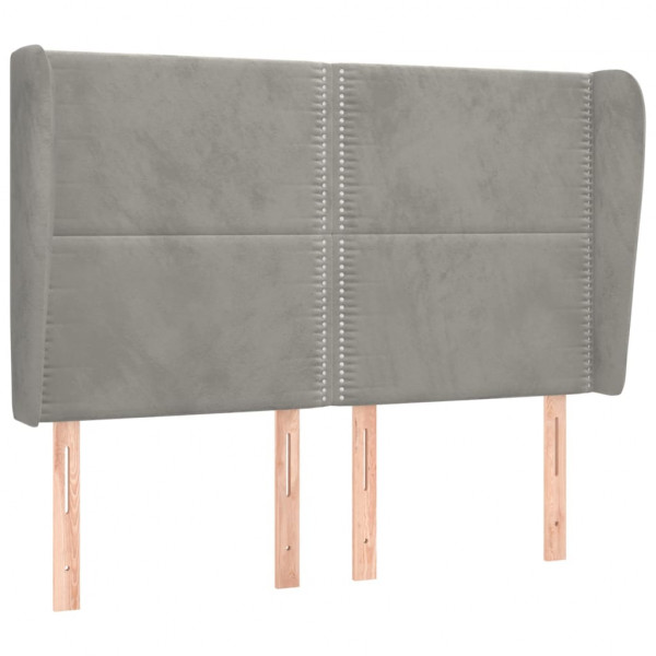 Cabeceira de cama c/ abas veludo 147x23x118/128cm cinza-claro M 2