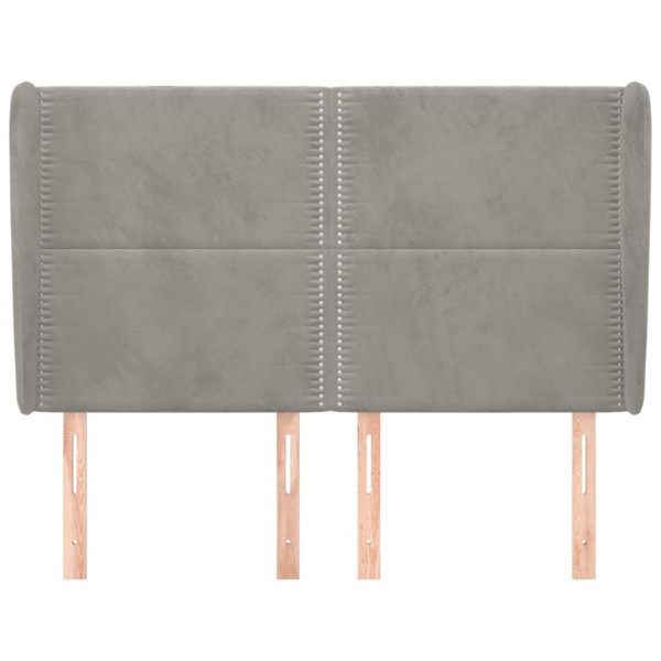 Cabeceira de cama c/ abas veludo 147x23x118/128cm cinza-claro M 3