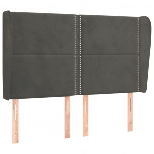 Cabeceira cama c/ abas veludo 147x23x118/128 cm cinzento-escuro H