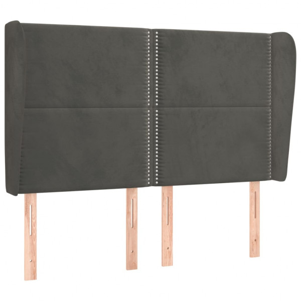 Cabecero con orejas de terciopelo gris oscuro 147x23x118/128 cm M 2