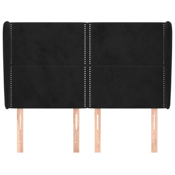 Cabecero con orejas de terciopelo negro 147x23x118/128 cm M 3