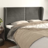 Cabeceira cama c/ abas veludo 203x23x118/128 cm cinzento-escuro 1