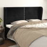 Cabeceira de cama c/ abas veludo 203x23x118/128 cm preto 1