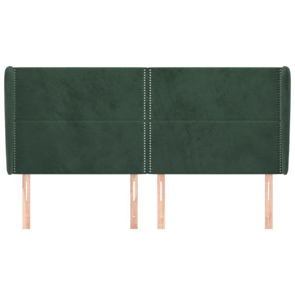 Cabeceira cama c/ abas veludo 203x23x118/128 cm verde-escuro M 3