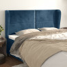 Cabeceira cama c/ abas veludo 203x23x118/128 cm azul-escuro 1