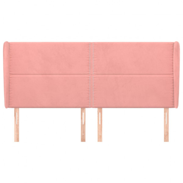 Cabeceira cama c/ abas veludo 203x23x118/128 cm rosa M 3