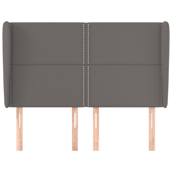 Cabecero con orejas de cuero sintético gris 147x23x118/128cm M 3