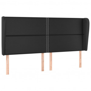 Cabecero con orejas cuero sintético negro 183x23x118/128cm H