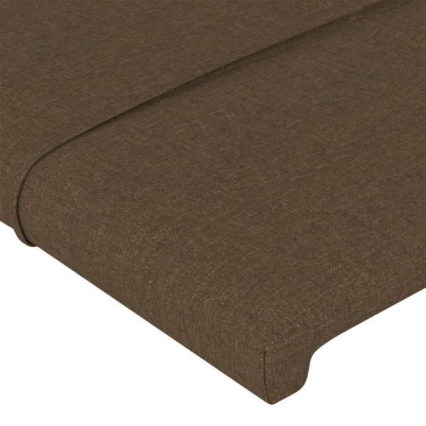 Cabeceira cama c/ abas tecido 103x23x118/128 cm castanho-escuro M 5