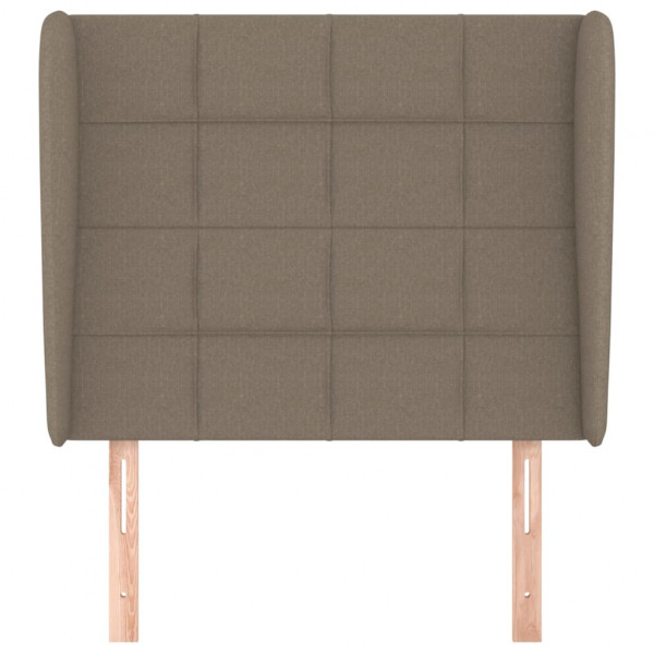 Cabecero con orejas de tela gris taupe 103x23x118/128 cm M 3