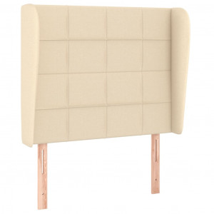 Cabecero con orejas de tela color crema 103x23x118/128 cm H