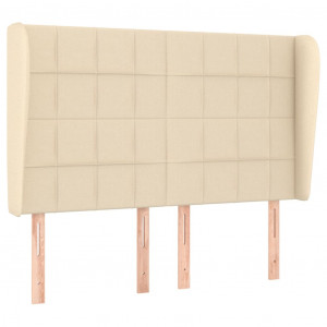 Cabecero con orejas de tela color crema 147x23x118/128 cm H