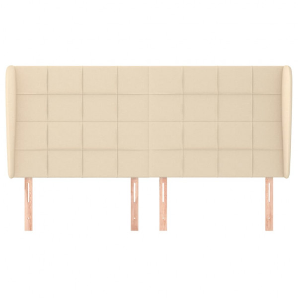 Cabecero con orejas de tela color crema 203x23x118/128 cm M 3