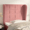 Cabeceira de cama c/ abas veludo 83x23x118/128 cm rosa 1