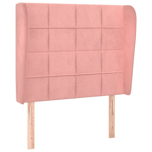 Cabeceira de cama c/ abas veludo 83x23x118/128 cm rosa M 2