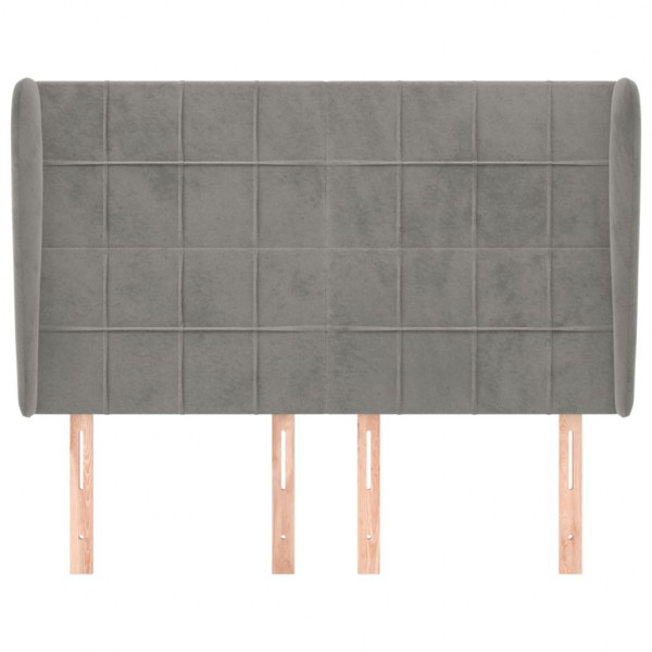 Cabeceira de cama c/ abas veludo 147x23x118/128cm cinza-claro M 3