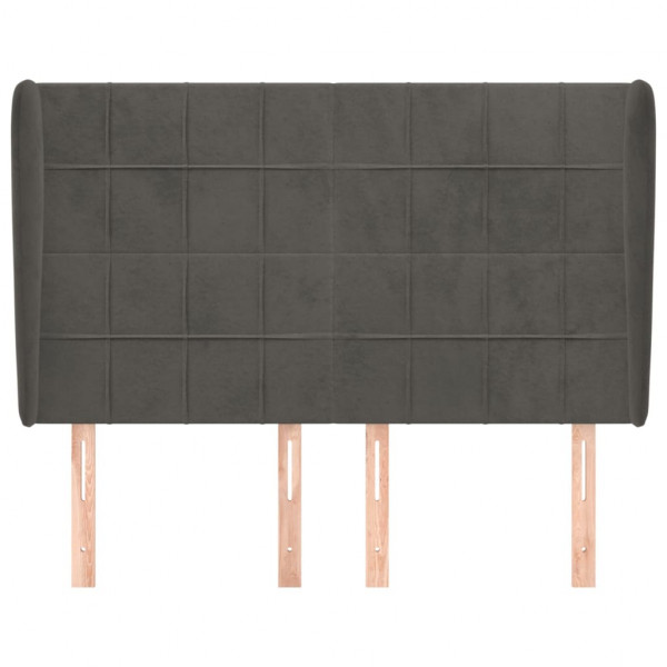 Cabecero con orejas de terciopelo gris oscuro 147x23x118/128 cm M 3