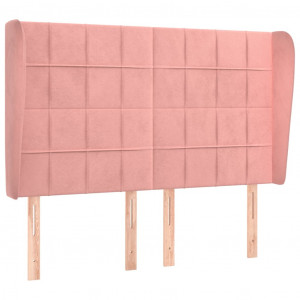 Cabeceira de cama c/ abas veludo 147x23x118/128 cm rosa H