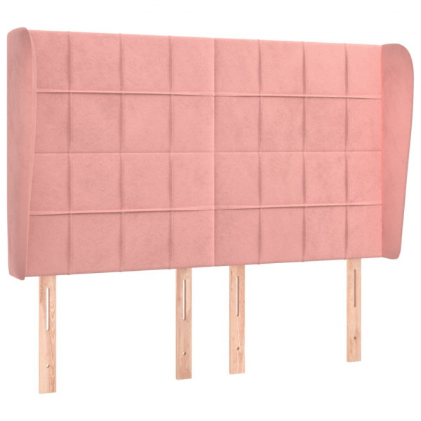 Cabeceira de cama c/ abas veludo 147x23x118/128 cm rosa M 2