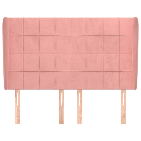 Cabecero con orejas de terciopelo rosa 147x23x118/128 cm M 3