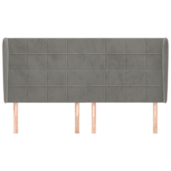 Cabecero con orejas de terciopelo gris claro 183x23x118/128 cm M 3