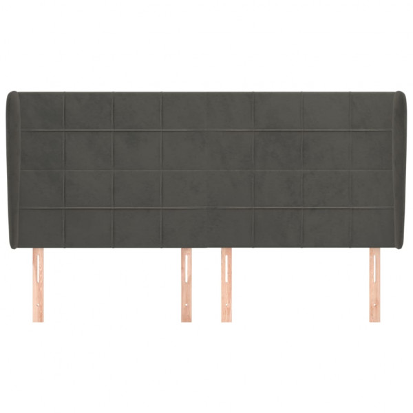 Cabecero con orejas de terciopelo gris oscuro 183x23x118/128 cm M 3