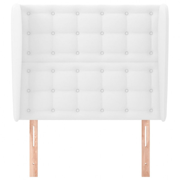 Cabecero con orejas de cuero sintético blanco 103x23x118/128 cm M 3