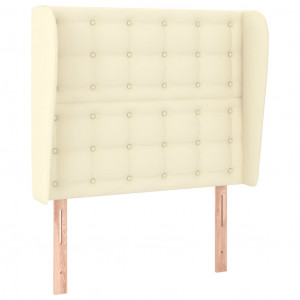 Cabecero con orejas de cuero sintético crema 103x23x118/128cm H