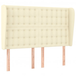 Cabecero con orejas de cuero sintético crema 147x23x118/128cm H