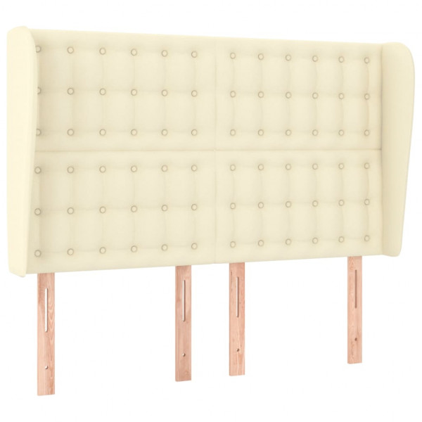 Cabecero con orejas de cuero sintético crema 147x23x118/128cm M 2