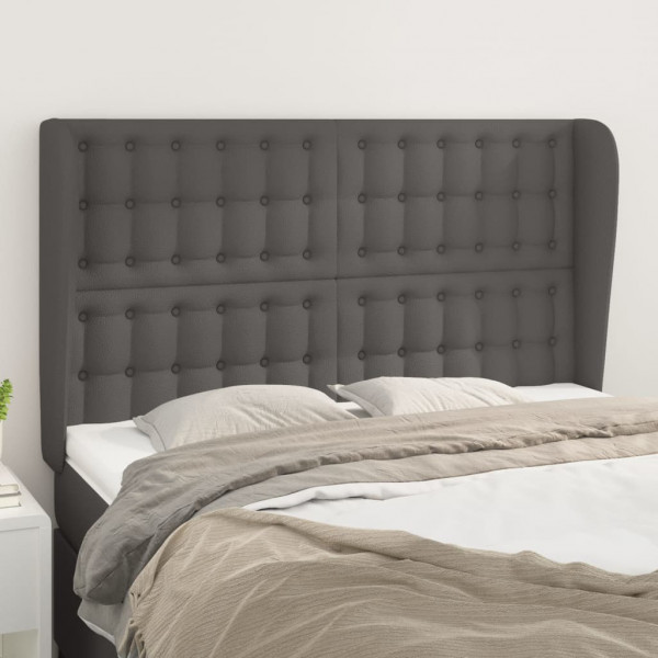 Cabecero con orejas de cuero sintético gris 147x23x118/128cm D