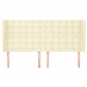 Cabeceira cama c/ abas couro artificial 163x23x118/128 cm creme H