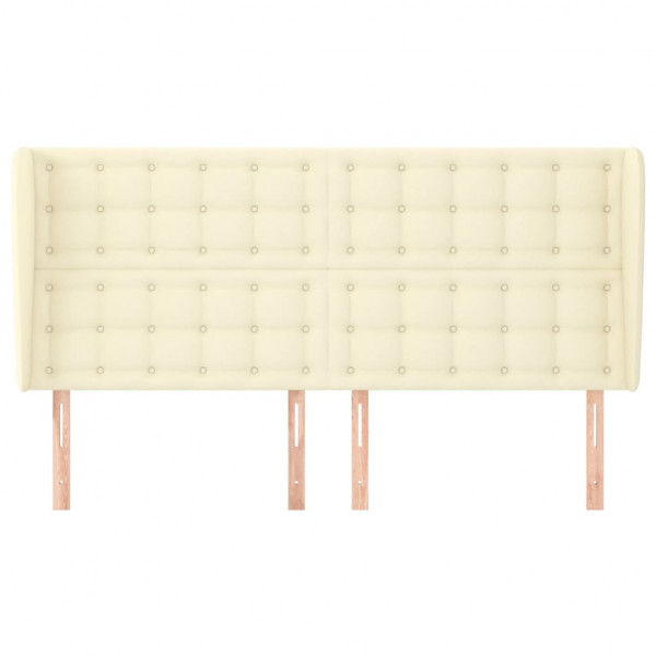 Cabeceira cama c/ abas couro artificial 163x23x118/128 cm creme M 2