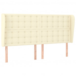 Cabecero con orejas cuero sintético crema 183x23x118/128cm H