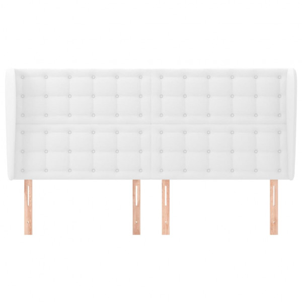 Cabecero con orejas cuero sintético blanco 203x23x118/128 cm M 3