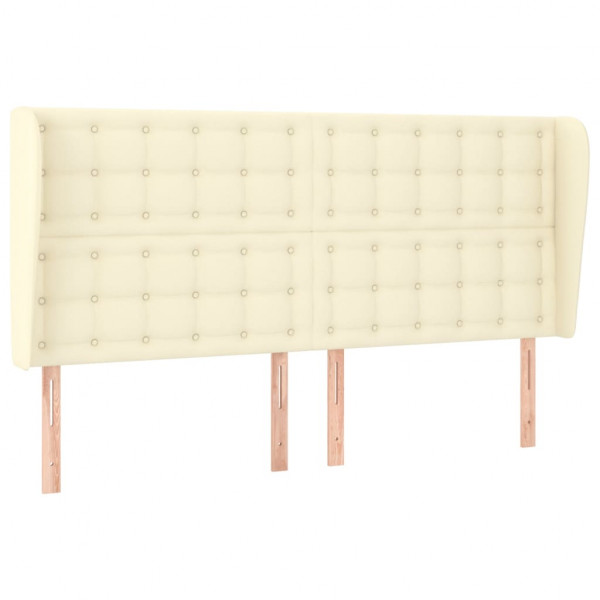 Cabeceira cama c/ abas couro artificial 203x23x118/128 cm creme M 2