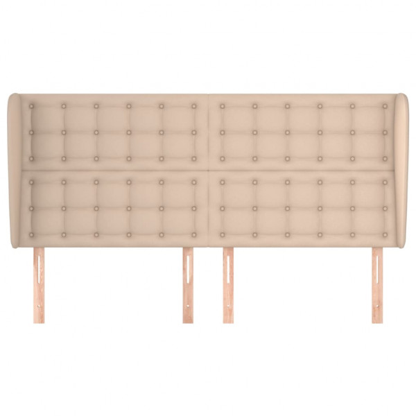 Cabecero con orejas cuero sintético capuchino 203x23x118/128 cm M 3