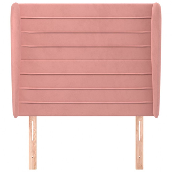 Cabeceira de cama c/ abas veludo 83x23x118/128 cm rosa M 3