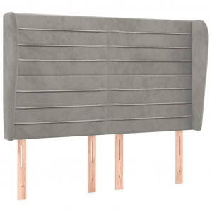 Cabeceira de cama c/ abas veludo 147x23x118/128cm cinza-claro H