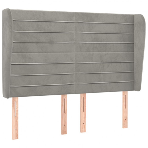 Cabecero con orejas de terciopelo gris claro 147x23x118/128 cm M 2