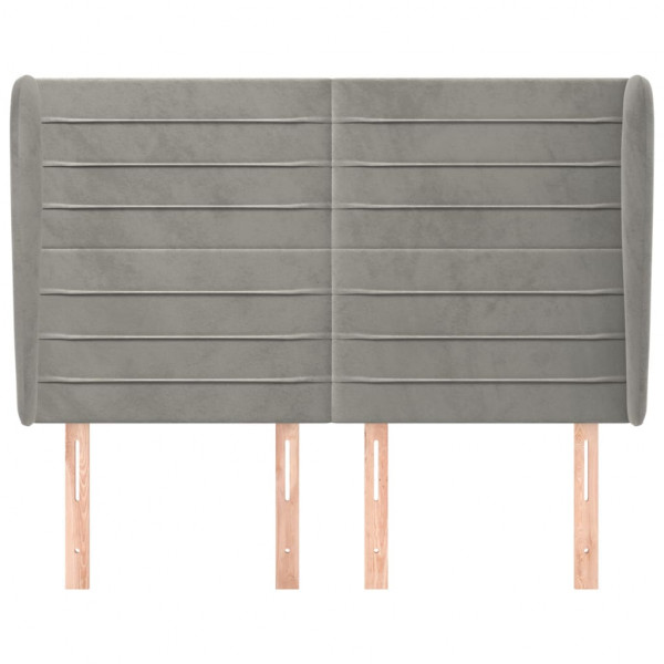 Cabecero con orejas de terciopelo gris claro 147x23x118/128 cm M 3