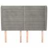 Cabeceira de cama c/ abas veludo 147x23x118/128cm cinza-claro 3