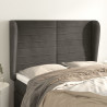 Cabeceira cama c/ abas veludo 147x23x118/128 cm cinzento-escuro 1