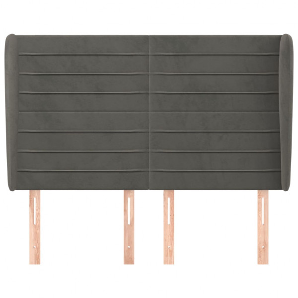 Cabeceira cama c/ abas veludo 147x23x118/128 cm cinzento-escuro M 3