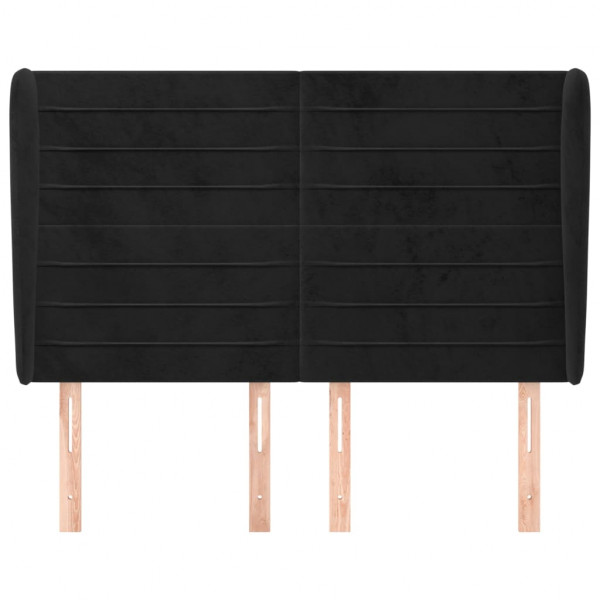 Cabecero con orejas de terciopelo negro 147x23x118/128 cm M 3