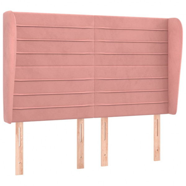 Cabeceira de cama c/ abas veludo 147x23x118/128 cm rosa M 2