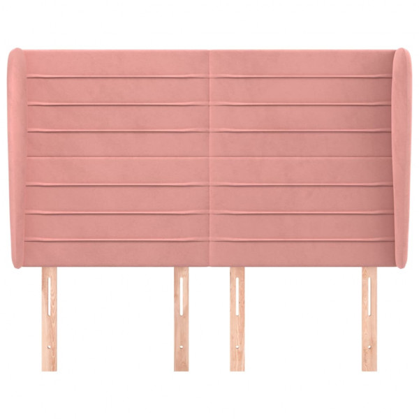 Cabecero con orejas de terciopelo rosa 147x23x118/128 cm M 3