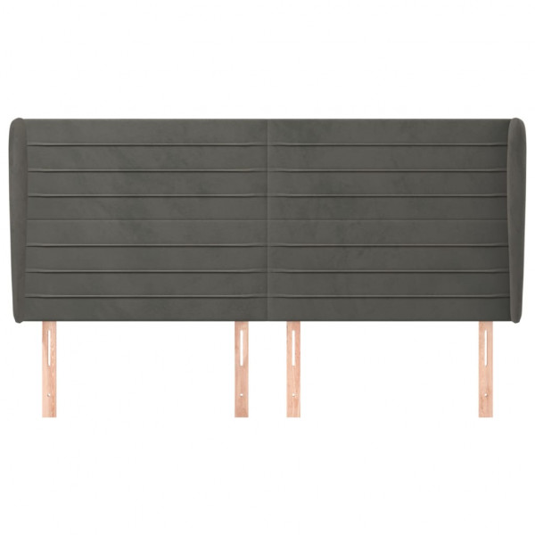 Cabeceira cama c/ abas veludo 163x23x118/128 cm cinzento-escuro M 3