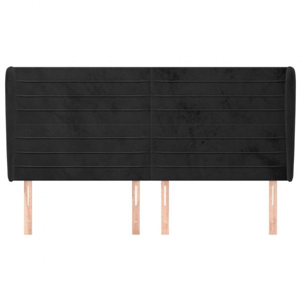 Cabecero con orejas de terciopelo negro 203x23x118/128 cm M 3